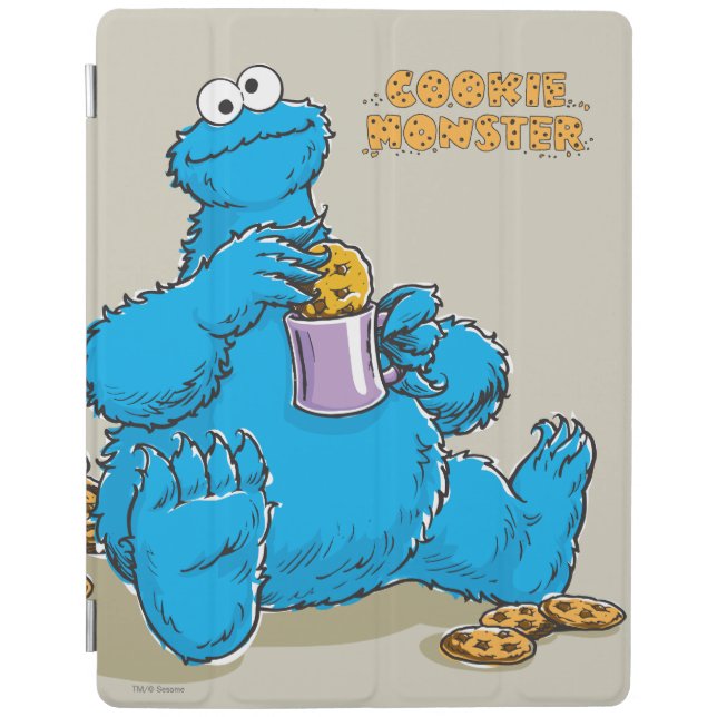 Vintage Cookie Monster Eating Cookies iPad Smart Cover (Front)