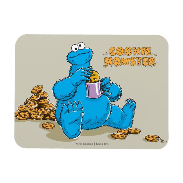 Vintage Cookie Monster Eating Cookies Magnet (Horizontal)