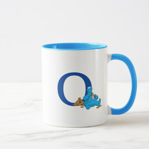Vintage Cookie Monster Eating Cookies Monogram O Mug