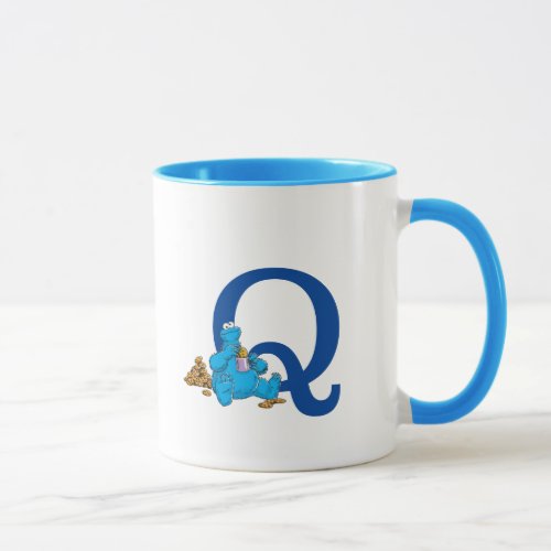 Vintage Cookie Monster Eating Cookies Monogram Q Mug