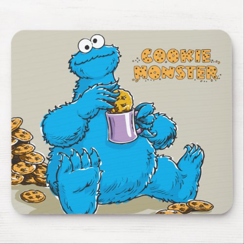 Vintage Cookie Monster Eating Cookies Mouse Pad