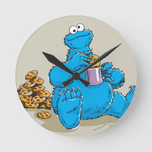 Vintage Cookie Monster Eating Cookies Round Clock