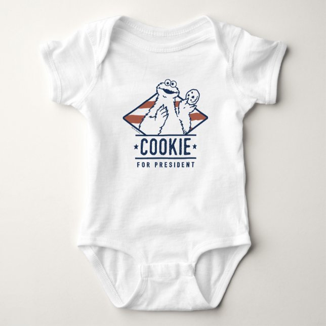 Vintage Cookie Monster for President Baby Bodysuit (Front)