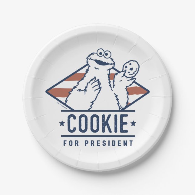 Vintage Cookie Monster for President Paper Plates (Front)