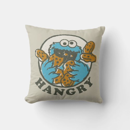 Vintage Cookie Monster  Hangry Throw Pillow