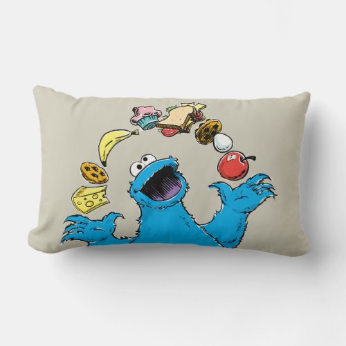 Vintage Cookie Monster Juggling Lumbar Pillow