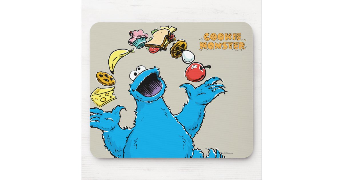 Vintage Cookie Monster Juggling Mouse Pad | Zazzle.com