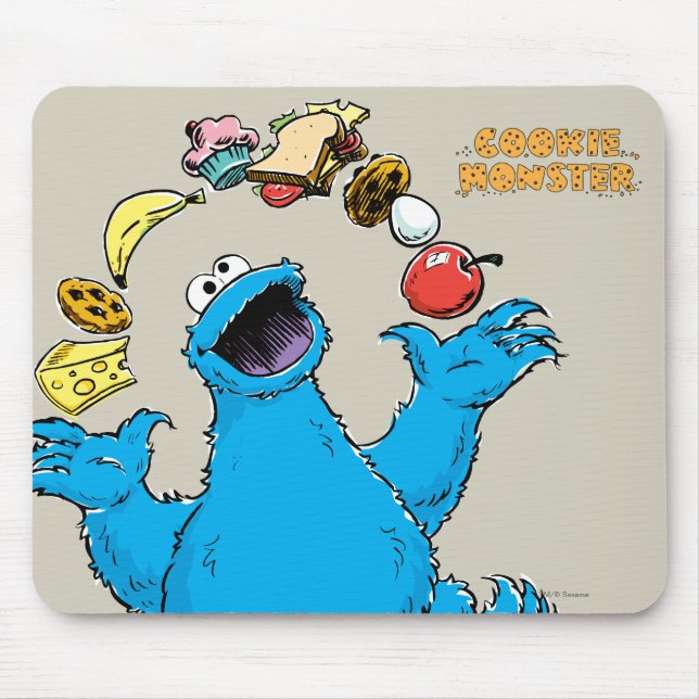 Vintage Cookie Monster Juggling Mouse Pad (Front)