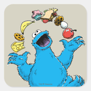 Vintage Cookie Monster Juggling Square Sticker