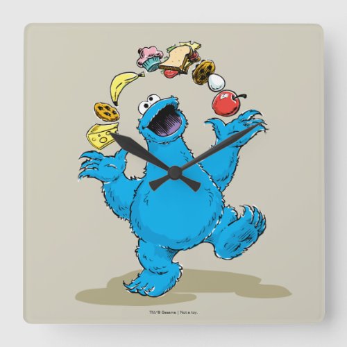 Vintage Cookie Monster Juggling Square Wall Clock