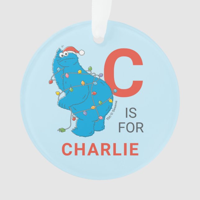 Vintage Cookie Monster | Personalized Name & Photo Ornament (Front)