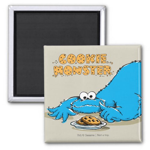 Vintage Cookie Monster Plate of Cookies Magnet