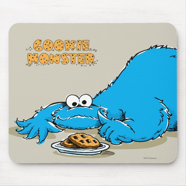 Vintage Cookie Monster Plate of Cookies Mouse Pad (Front)