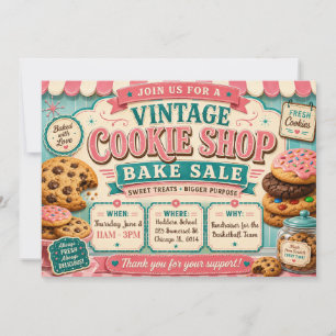 Vintage Cookie Shop Bake Sale Invitation