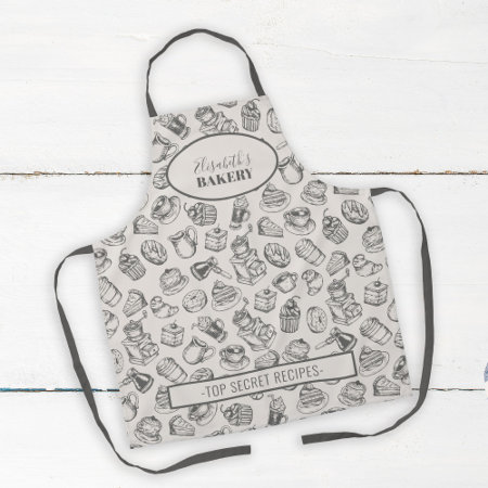 Vintage Cookies Pattern Personalized Name Baking A Apron