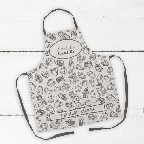 Vintage cookies pattern personalized name baking a apron