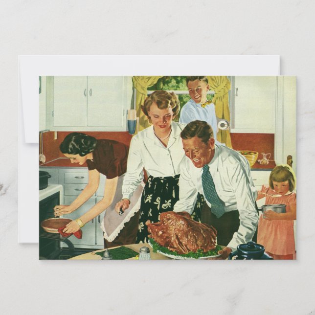 Vintage Cooking Thanksgiving Dinner in the Kitchen Invitation (Front)