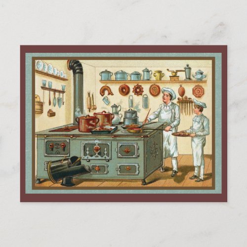 Vintage Cooks in the Kitchen Postcard