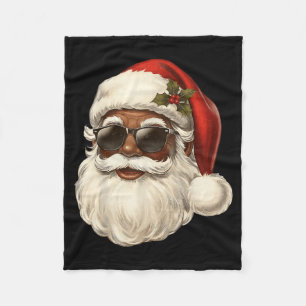 Vintage Cool Black Christmas Santa African Xmas Me Fleece Blanket