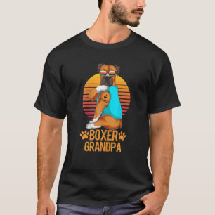 Vintage Cool Boxer Grandpa Wear Sunglasses Dog Lov T-Shirt
