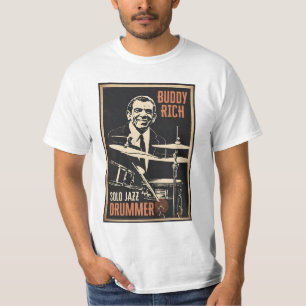 Vintage Cool Buddy Rich Drummer Play Drums in Solo T-Shirt