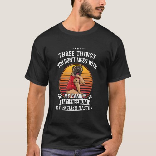 Vintage Cool English Mastiff Love Family Freedom D T_Shirt