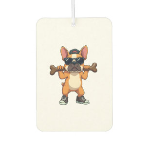 Vintage Cool French Bulldog Carrying Bone Cartoon  Air Freshener