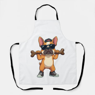 Vintage Cool French Bulldog Carrying Bone Cartoon  Apron