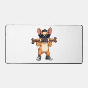 Vintage Cool French Bulldog Carrying Bone Cartoon Desk Mat