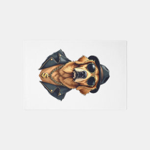 Vintage Cool Golden Retriever Dog in Sunglasses an Rug