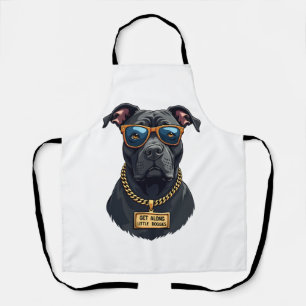 Vintage Cool Pitbull in Sunglasses with Gold Chain Apron