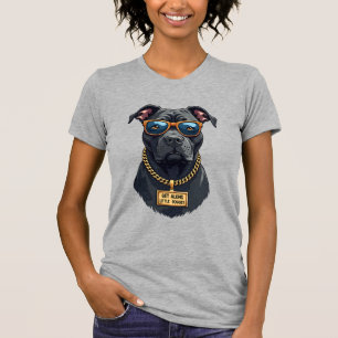 Vintage Cool Pitbull in Sunglasses with Gold Chain T-Shirt