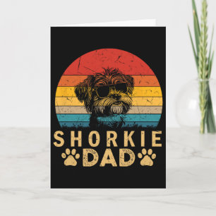 Vintage Cool Shorkie Dad Dog Lovers Paw Print Fath Card