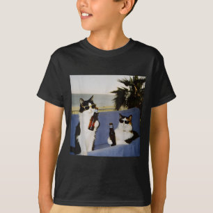 Vintage Cool Sungles Cat Drinking Beer Cat Meme Ca T-Shirt