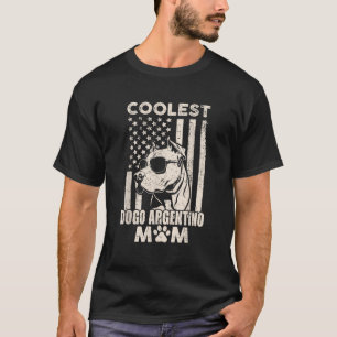 Vintage Coolest Dogo Argentino Mom USA American Fl T-Shirt