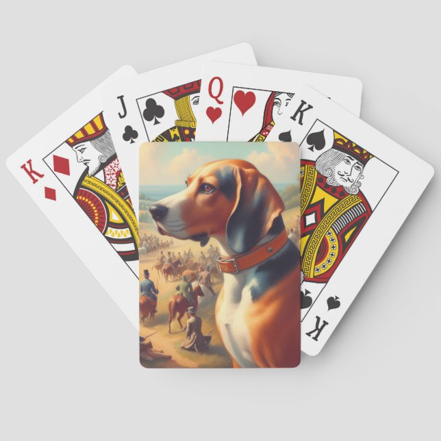 Vintage Coonhound Dog Painting Poker Cards (Back)