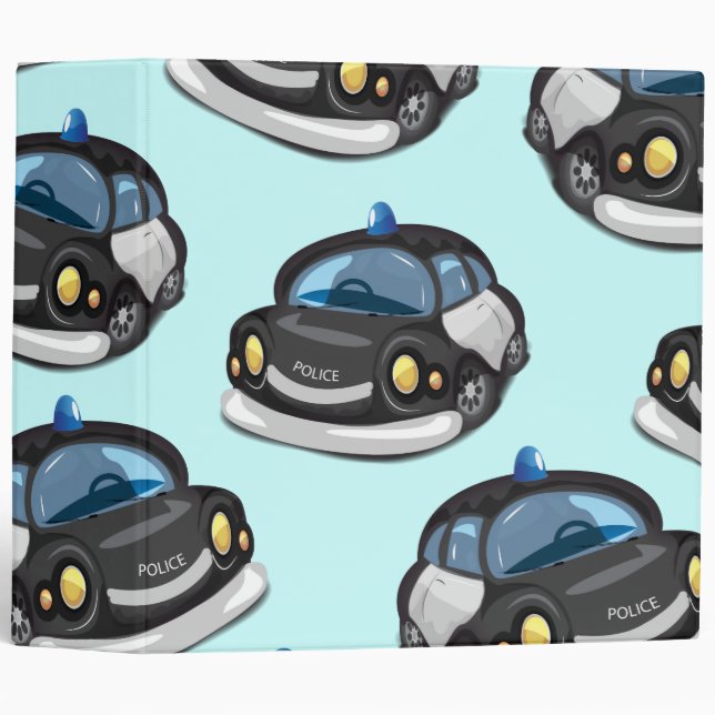 Vintage Cop Car 3 Ring Binder (Front/Spine)