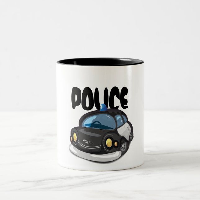 Vintage Cop Car Two-Tone Coffee Mug (Center)