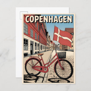 Vintage Copenhagen denmark bicycle gifts Postcard