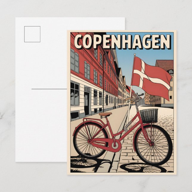 Vintage Copenhagen denmark bicycle gifts Postcard (Front/Back)
