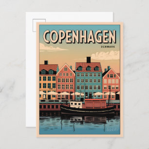 Vintage Copenhagen denmark colorful houses gifts Postcard