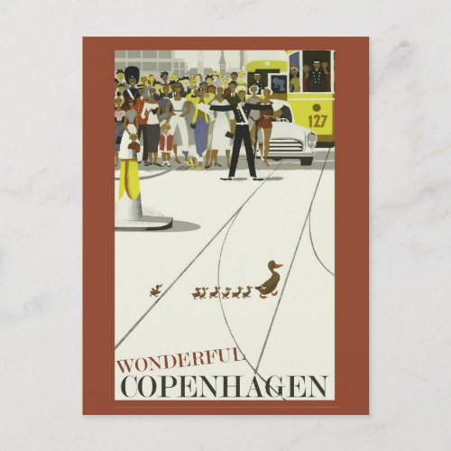 Vintage Copenhagen Denmark Ducks Travel Postcard