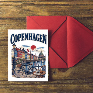 Vintage Copenhagen Denmark Nyhavn Harbor Travel Postcard