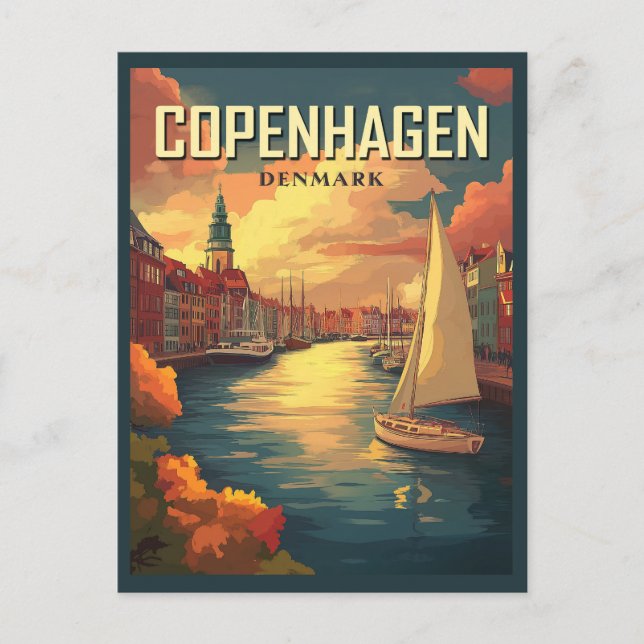 Vintage Copenhagen Denmark Travel Postcard (Front)