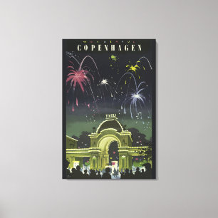 Vintage Copenhagen Illustration Travel Poster Canvas Print