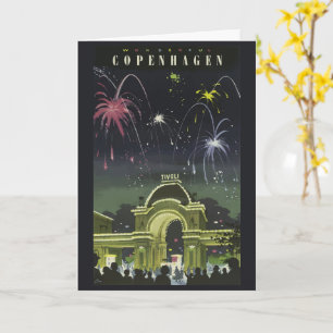 Vintage Copenhagen Illustration Travel Poster Card