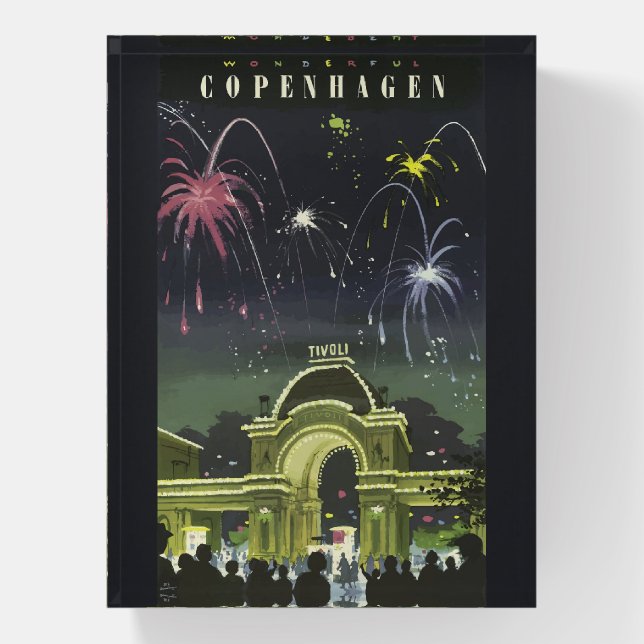 Vintage Copenhagen Illustration Travel Poster Paperweight (Vertical)