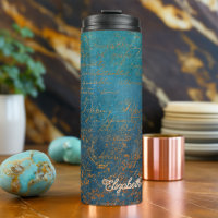 Vintage Copper Patina with Turquoise Calligraphy