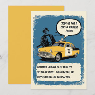 Vintage Cops and Robbers Themed Party Invitation