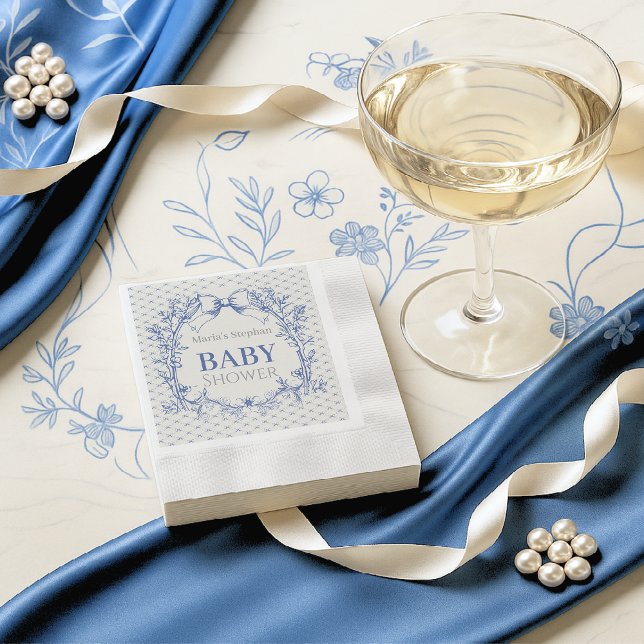 Vintage Coquette Blue Bow baby shower Napkins (Creator Uploaded)